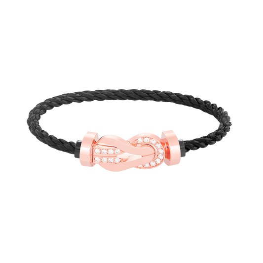 [AuraEcho Jewelry]CHANCE LARGE 8 FIGURE BUCKLE HALF DIAMOND BRACELET ROSE GOLD