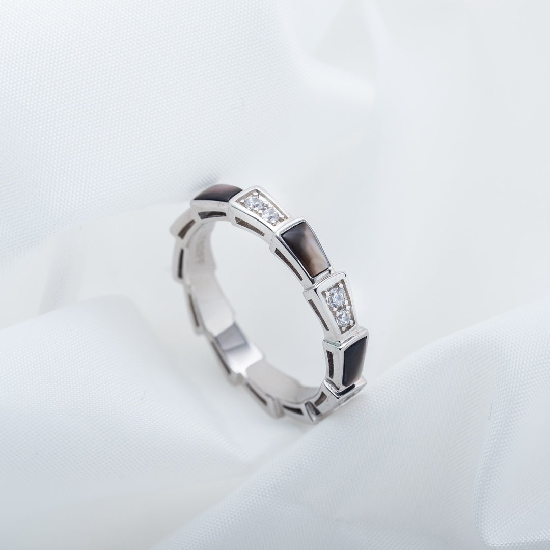[AuraEcho Jewelry]SERPENTI RING SILVER  DIAMOND BLACK MOP 3MM