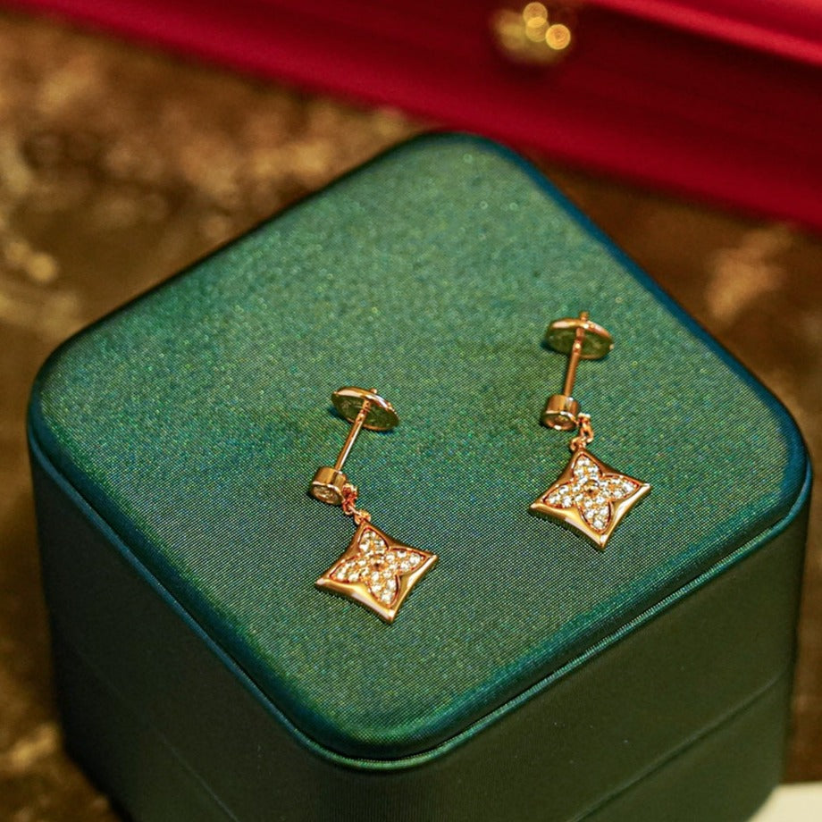 [AuraEcho Jewelry]STAR DIAMONDS EARRINGS GOLD
