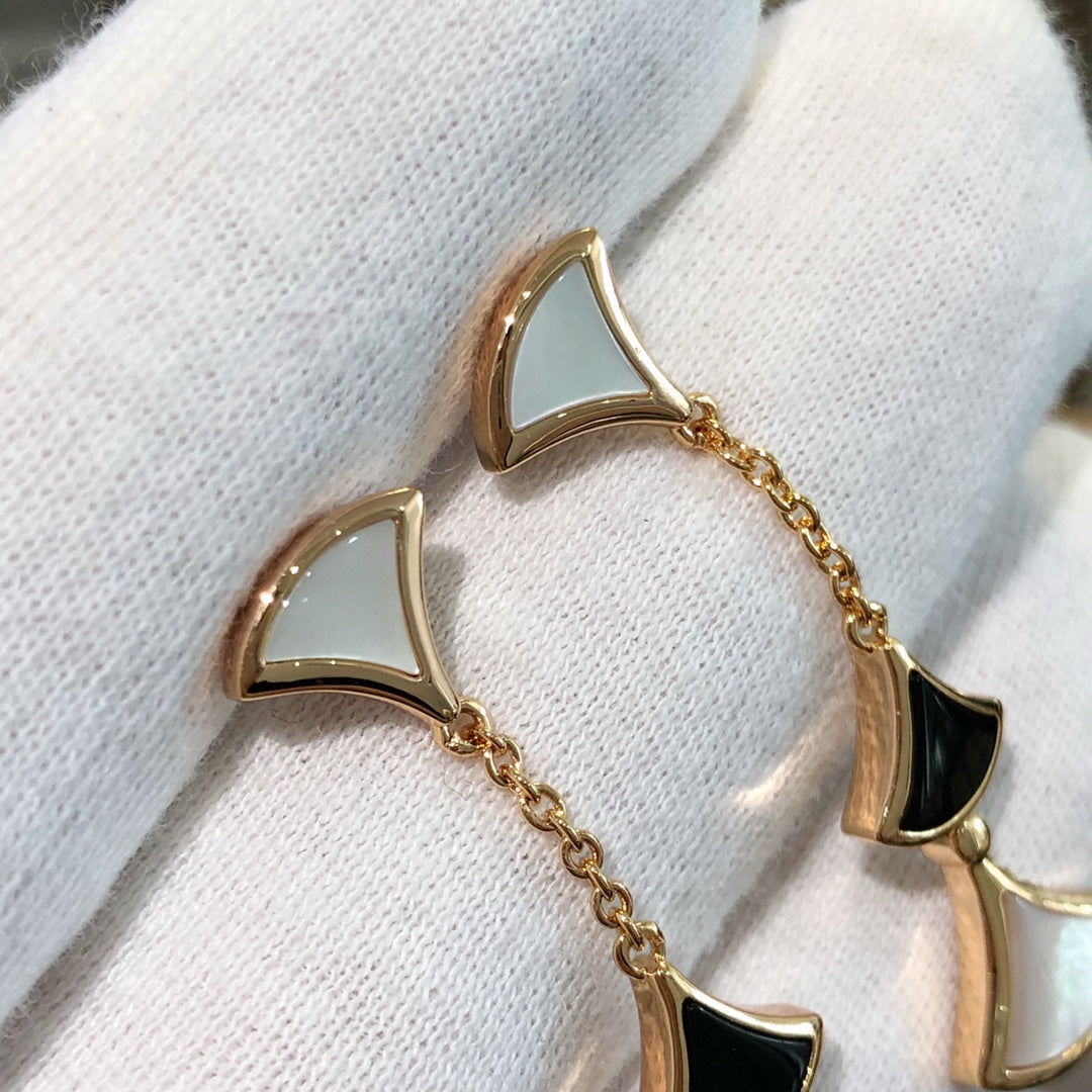 [AuraEcho Jewelry]DREAM EARRINGS 3 MOTIFS ONYX MOP PINK GOLD