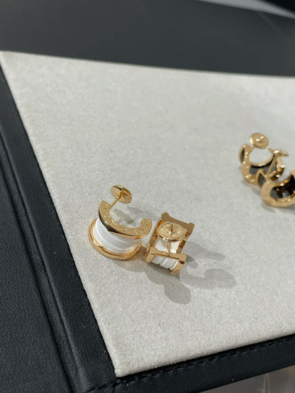 [AuraEcho Jewelry]ZERO 1 PINK GOLD CERAMIC EARRINGS