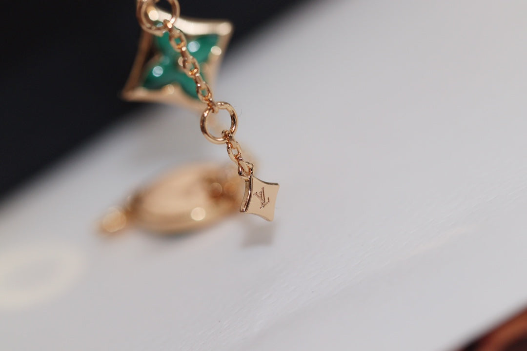 [AuraEcho Jewelry]STAR AND SUN 4 MOTIF PINK GOLD MALACHITE BRACELET