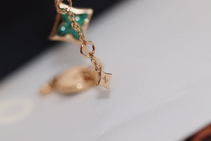 [AuraEcho Jewelry]STAR AND SUN 4 MOTIF PINK GOLD MALACHITE BRACELET