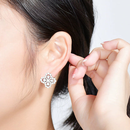 [AuraEcho Jewelry]LOOP EARRINGS FULL MOTIF DIAMOND 16MM SILVE