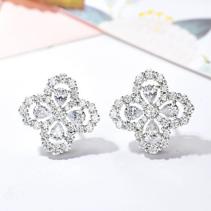 [AuraEcho Jewelry]LOOP EARRINGS FULL MOTIF DIAMOND 16MM SILVE