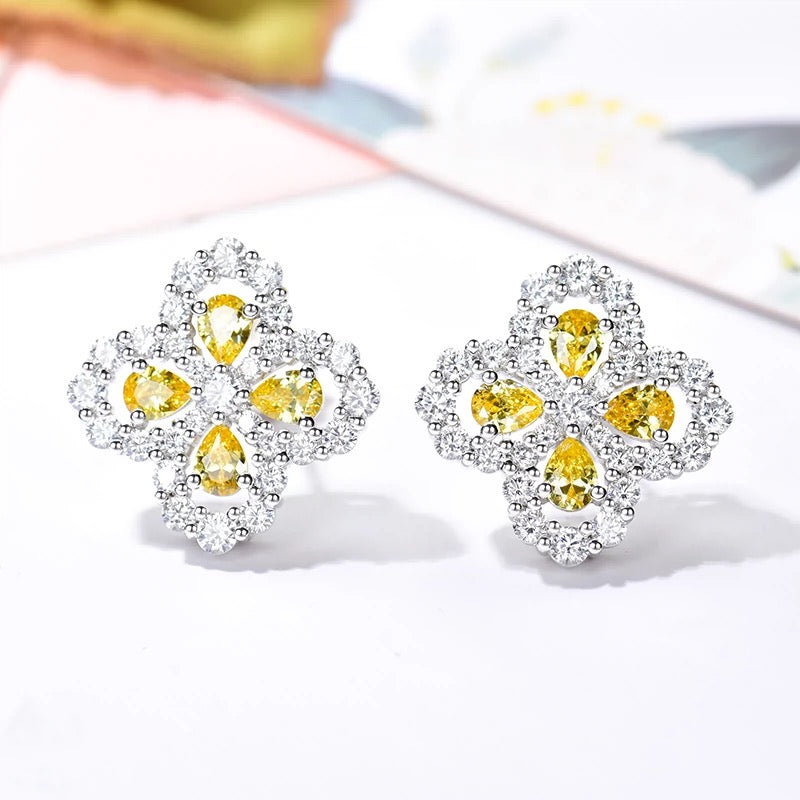 [AuraEcho Jewelry]LOOP EARRINGS FULL MOTIF DIAMOND 16MM SILVE
