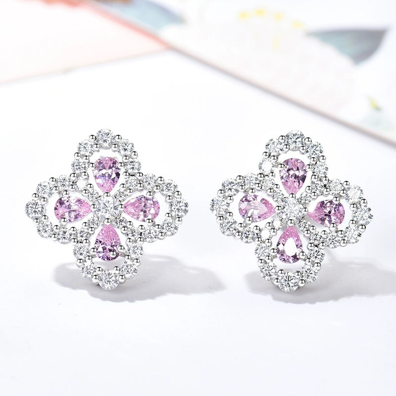 [AuraEcho Jewelry]LOOP EARRINGS FULL MOTIF DIAMOND 16MM SILVE