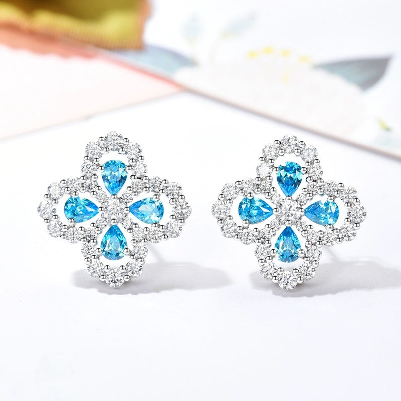 [AuraEcho Jewelry]LOOP EARRINGS FULL MOTIF DIAMOND 16MM SILVE