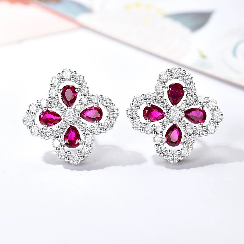 [AuraEcho Jewelry]LOOP EARRINGS FULL MOTIF DIAMOND 16MM SILVE