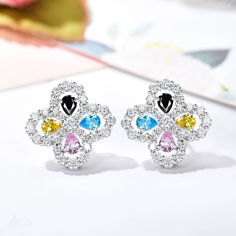 [AuraEcho Jewelry]LOOP EARRINGS FULL MOTIF DIAMOND 16MM SILVE