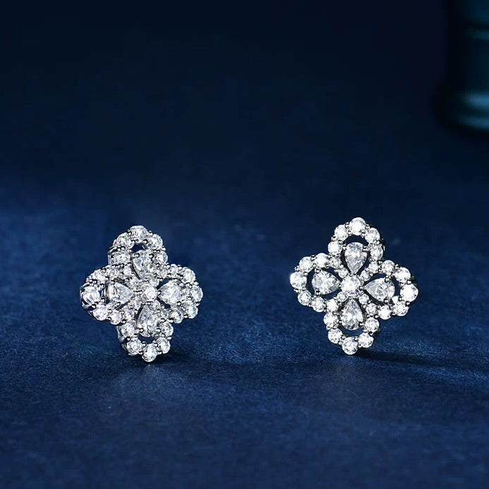 [AuraEcho Jewelry]LOOP EARRINGS FULL MOTIF DIAMOND 16MM SILVE