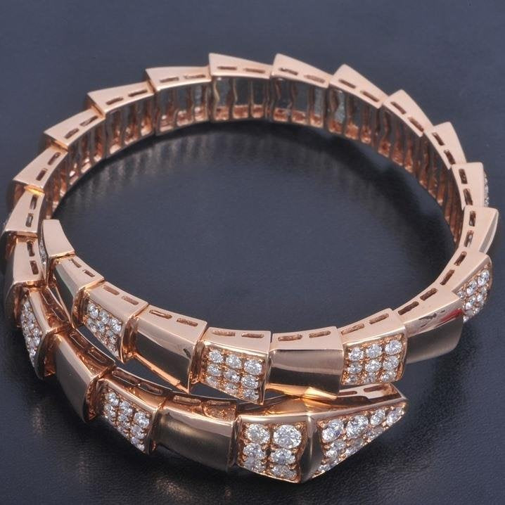 [AuraEcho Jewelry]SERPENTI WIDE BRACELET PINK GOLD DIAMOND