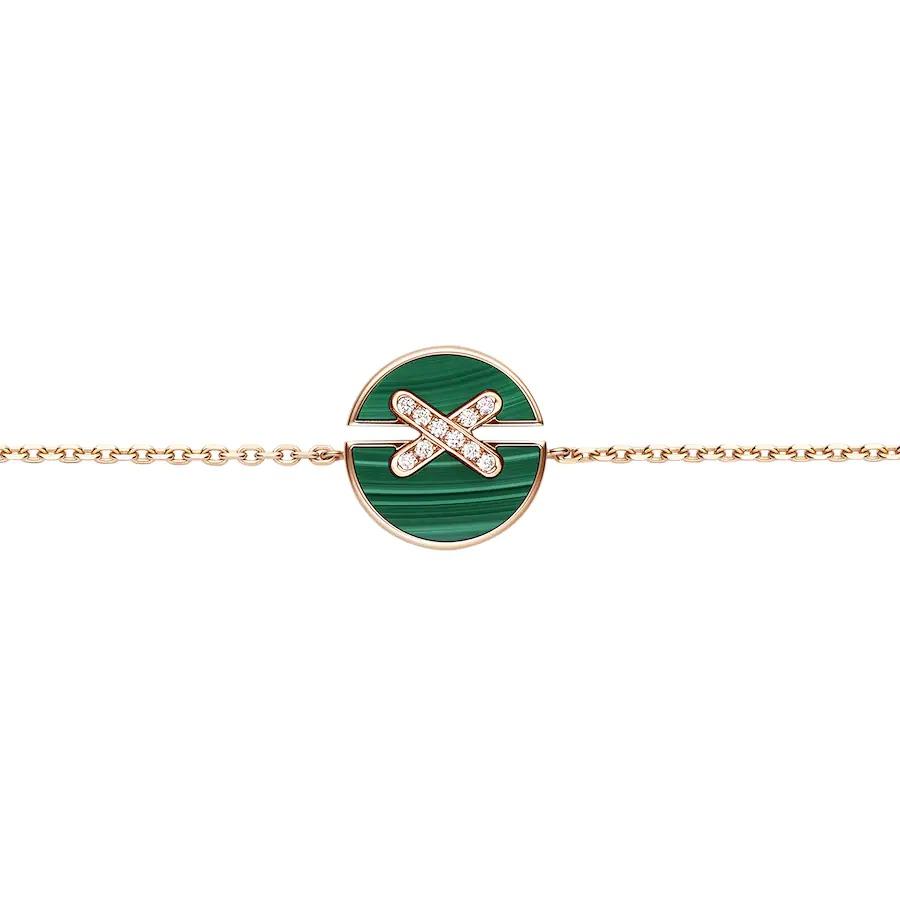 [AuraEcho Jewelry]JEUX DE BRACELET MALACHITE PINK GOLD DIAMONDS