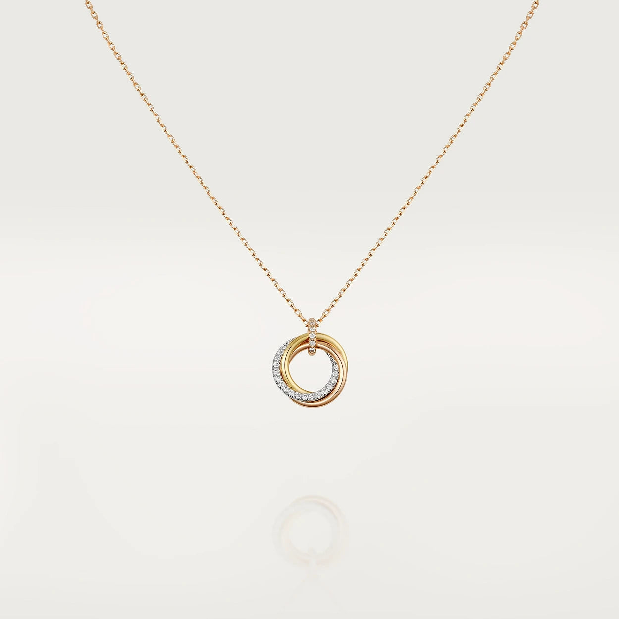 [AuraEcho Jewelry]TRINITY NECKLACE SILVER GOLD PINK GOLD DIAMONDS
